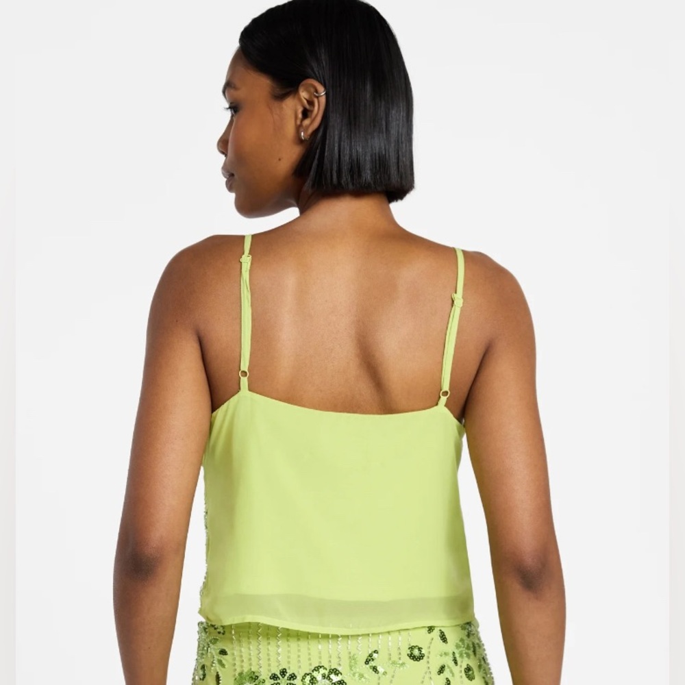 NWT No Boundaries Embellished Sequin Beaded Floral Cami Top XXL 20 Lime Green - Picture 3 of 10